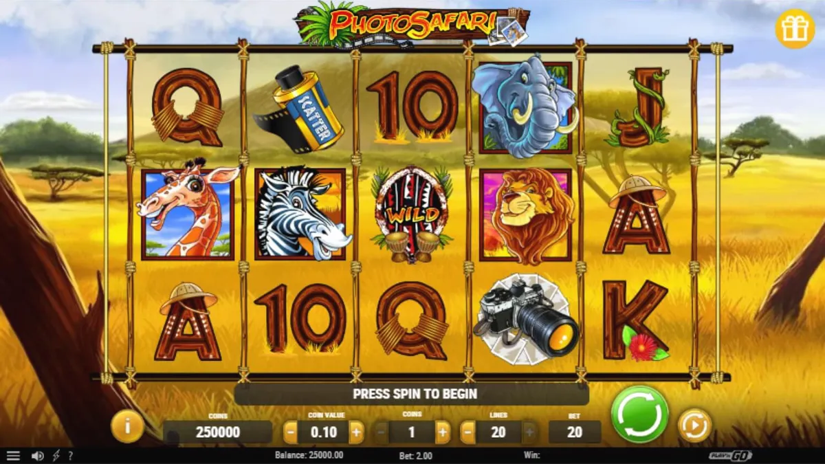 ภาพบรรยากาศเกมสล็อต Photo Safari ในธีมทุ่งหญ้าสะวันนา